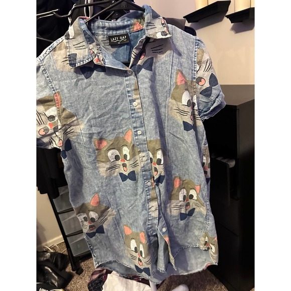 Lazy Oaf Cat Shirt Dress, Sz SM - Picture 4 of 5